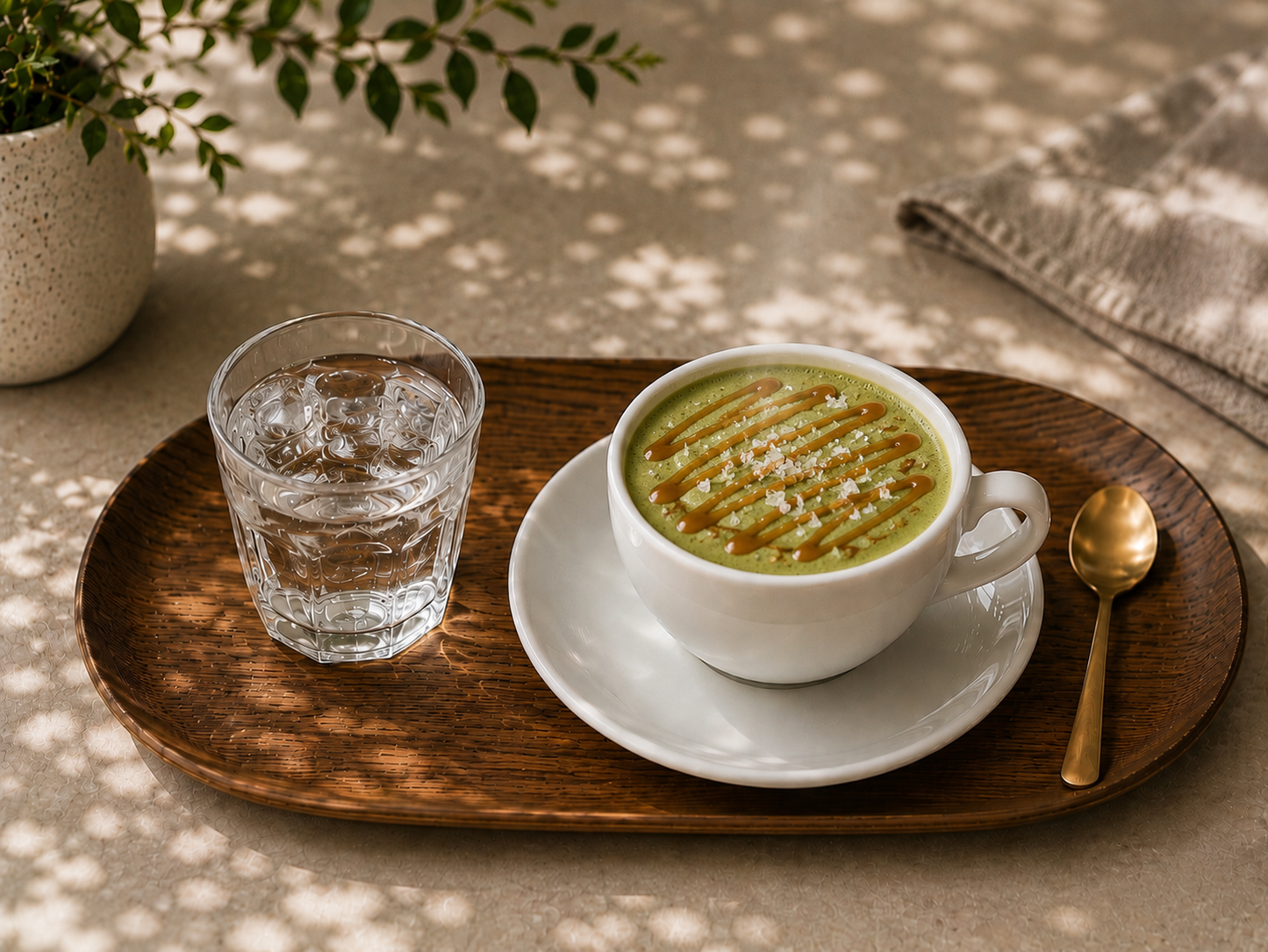 Salted Caramel Matcha Latte
